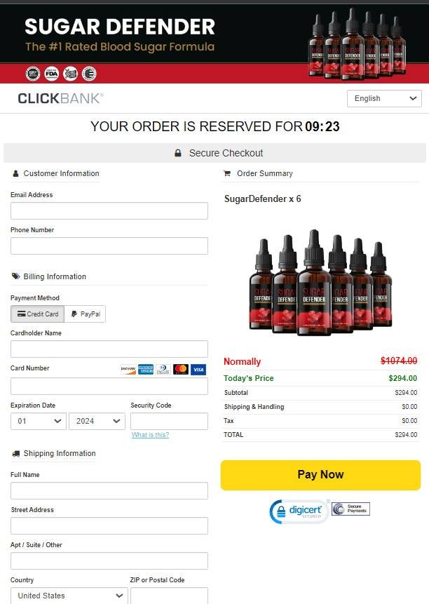 Sugar Defender secure checkout and package information page